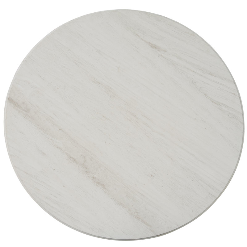 Arelle Round Stone Top Wood Base Dining Table 54"