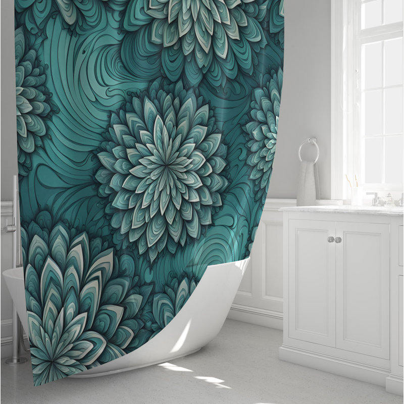 Rideau de douche à fleurs Enakshi, H 72 po x l 70 po