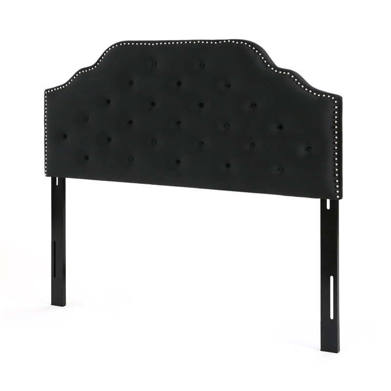 Tufted Upholstered Headboard Queen Size, Solid Wood Head Board With Durable Metal Legs, Adjustable Height Queen Headboard With Nailhead Trim,fabric Headboard In Modern Button Tuffted Design
