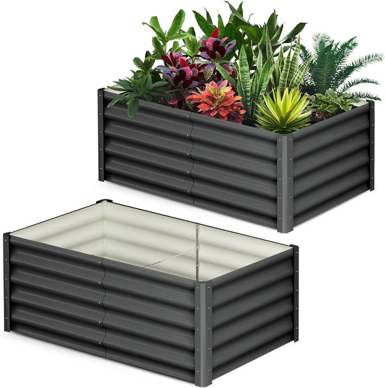 Metal Raised Garden Bed, 45cm H x 180cm W x 90cm D