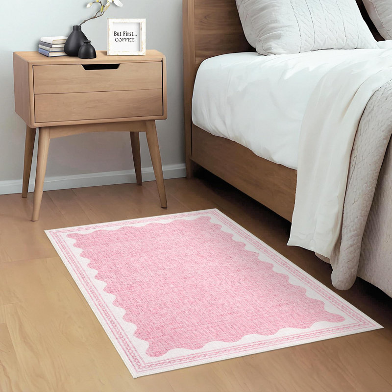 Rectangle Geometric Washable Area Rug, Pink, 80*150cm