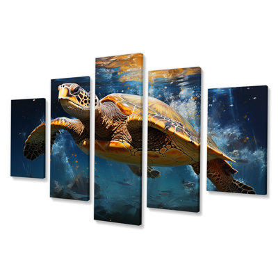 Tidal Tranquility Oceanic Turtle II - Turtle Multipanel Wall Art Canvas