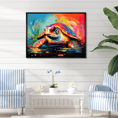 Pop Art Curious Turtle Aquatic II - Tortue, art mural animal