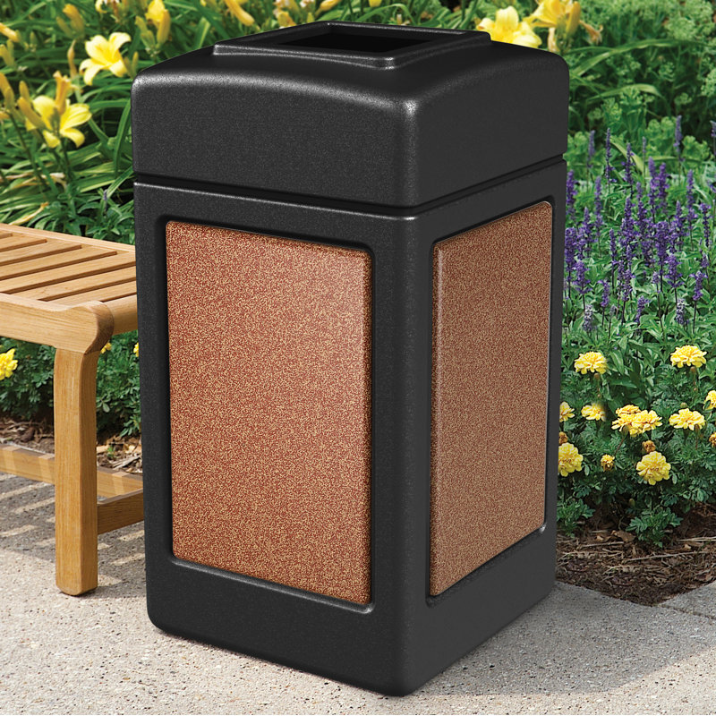 Poubelle® 42 gallons StoneTec, Noir avec Sedona