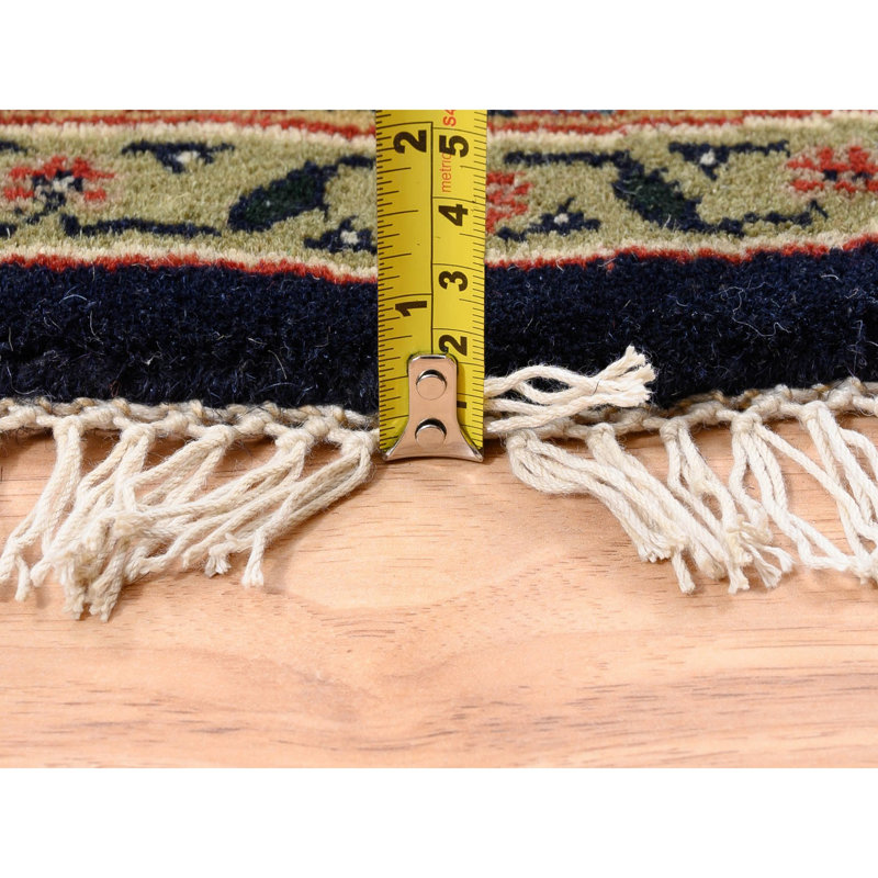 Tapis noué à la main 5 pi 10 po x 5 pi 10 po bleu en laine Herrita D305EFAE86F4DCA898B3FE0E24ECB59
