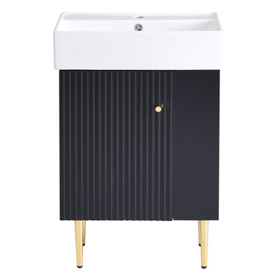 Meuble-lavabo simple en céramique avec rangement à droite