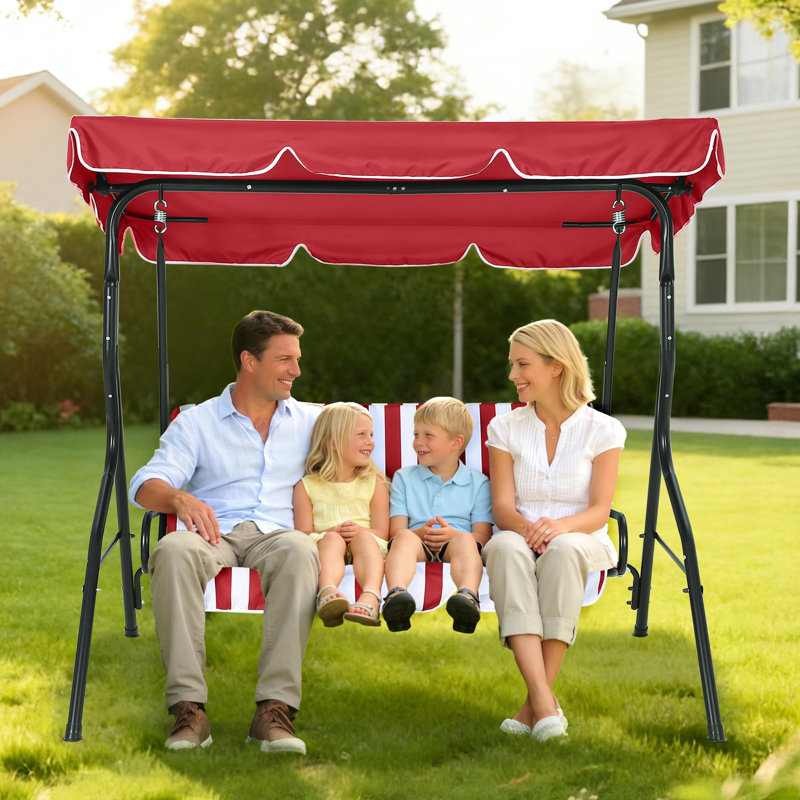 Balancelle de patio extérieure à 3 places avec support Coussins réglables épais et imperméables pour la cour arrière