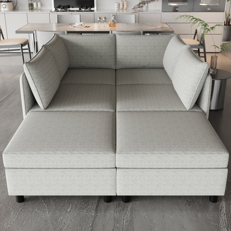 Canapé modulaire Luxema, Gris, H 32 po x l 93,5 po x P 68 po