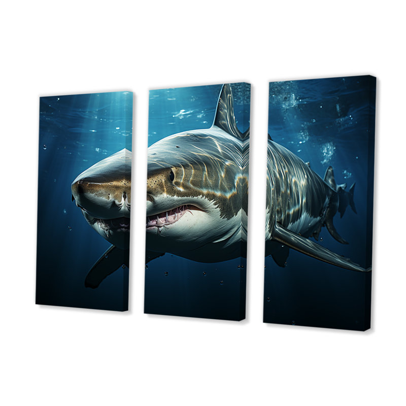 Océan, requin fantôme bleu, ensemble d'art mural, H 40 po x l 60 po