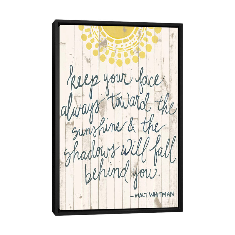 «Sun Quote III» par Grace Popp - reproduction d'art textuel sur toile tendue, H 26 po x l 18 po x P 1,5 po, Blanc