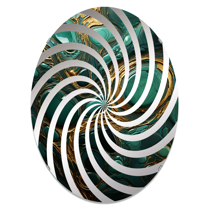 Spiritual Stone Malachite Renewal I - Miroir décoratif Vortex | Ovale, 35,4 po x 23,6 po