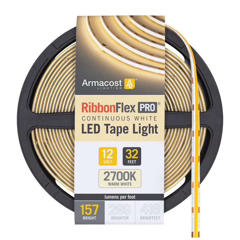 Ruban lumineux à DEL blanc RibbonFlex Pro 12V, 157 lumens / pied, 2700K, 10M (32,8 pi), 32.8 ft, 2700 K