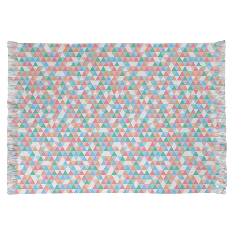 Vert triangle/bleu/beige Tapis décoratif, non