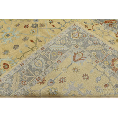 One-of-a-Kind Rectangle 8'10" X 12'1" New Age Wool Area Rug in Gray/Yellow
