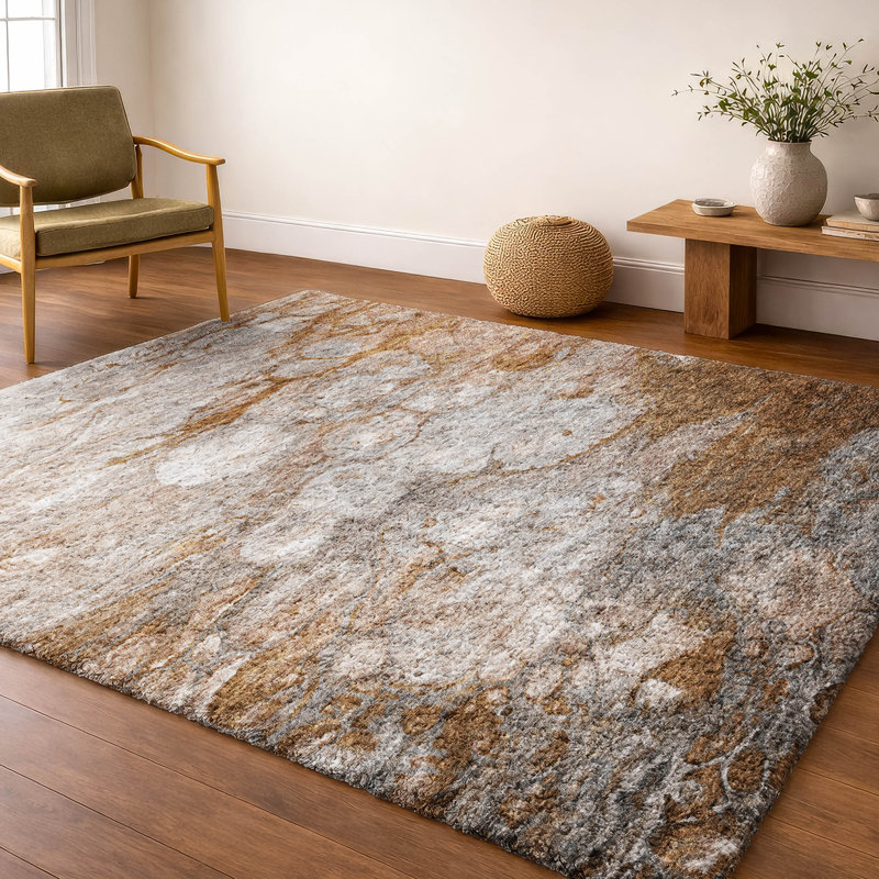 Tapis à poil long de qualité supérieure lavable à la machine ADS698, Terra Cotta, 10 pi x 14 pi