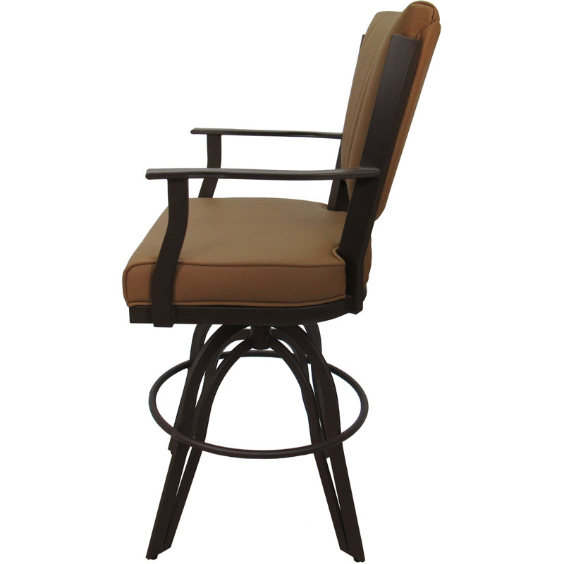 Tabouret de comptoir pivotant en cuir en métal - Siège de 26 po, Brun, Bar Stool (30" Seat Height), Brown