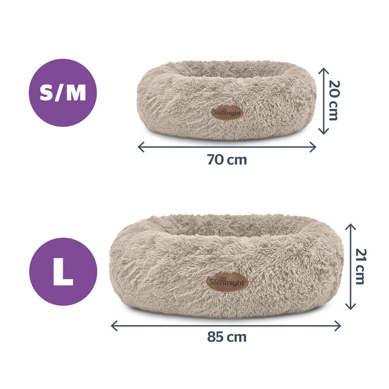 Silentnight Calming Plush Donut Pet Bed, 20cm H x 70cm W x 70cm D, Natural