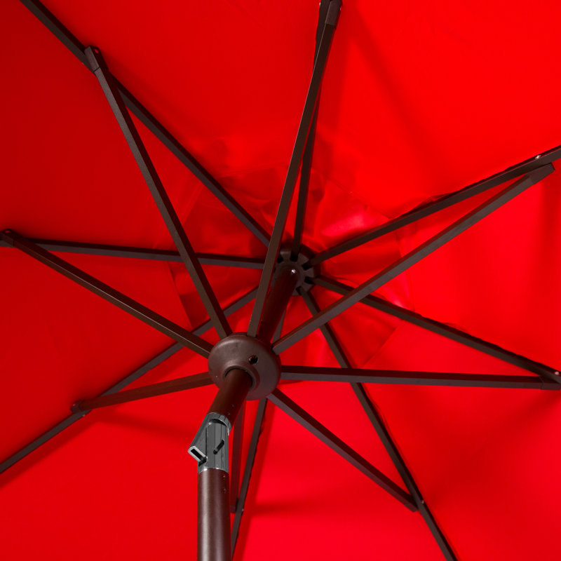 Parasol d'extérieur Iago, Rouge/blanc, Brun