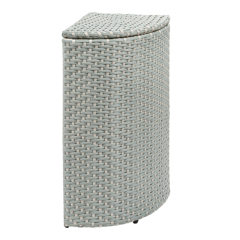 Poubelle d'extérieur Chloe 15,56 gallons, Bleu menthe / blanc