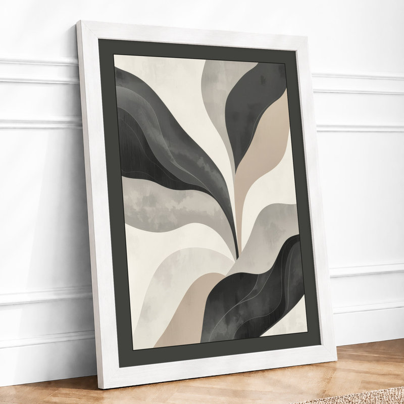 Flowing Petals Minimalist - Framed Print, A4 - 29.7 x 21.0 cm, White