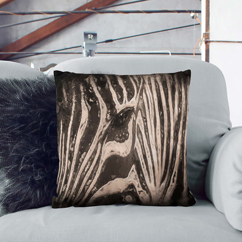 Eye of the Zebra Cushion with Filling, White, 45cm H x 45cm W x 15cm D