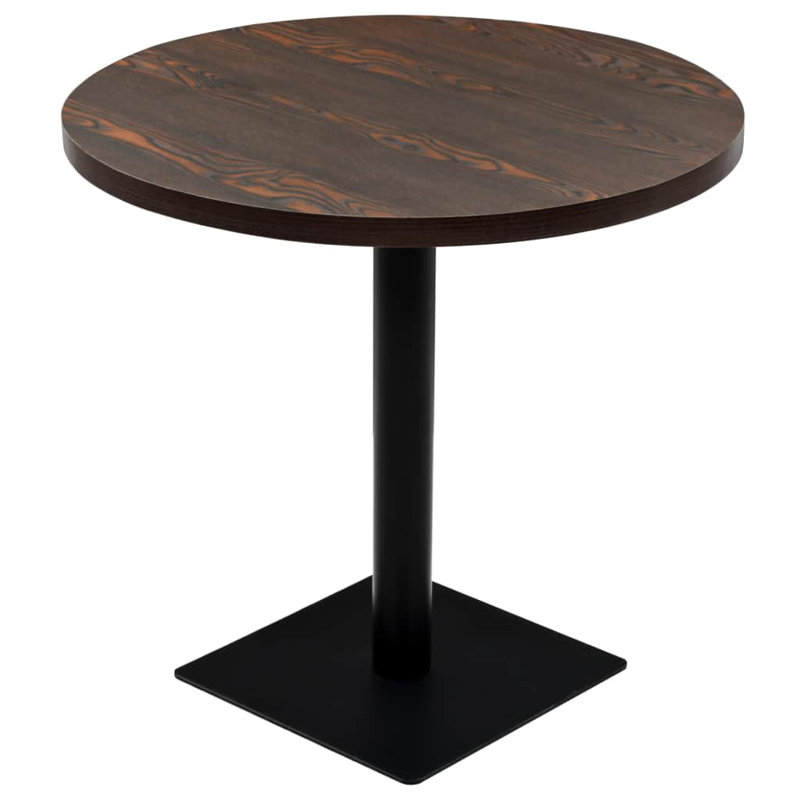 Bistro Table Kitchen Bar Table Dining Room Table MDF and Steel Round, 29.5" H x 31.5" L x 31.5" W, Dark Ash