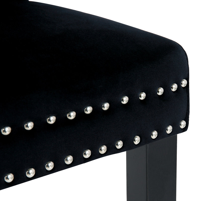 Chaise parsons rembourrée en velours Kirsten, Noir, noir, noir, noir
