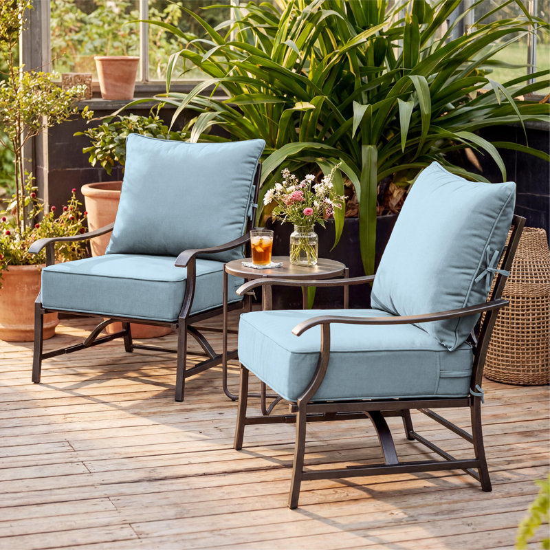 24"W X 24"D Outdoor Deep Seating Cushions 6.5” Indoor/Outdoor Seat And Back Cushion, Cushions Only, Light Blue