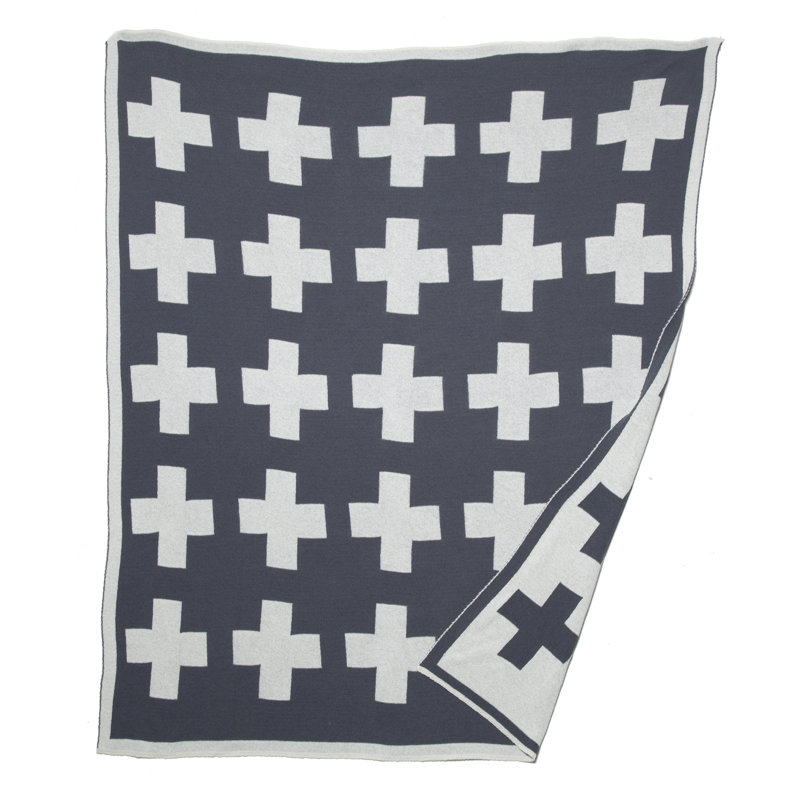 Swiss Knitted Throw Blanket, Smoke