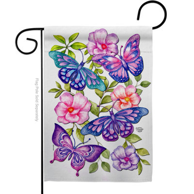 Drapeau de jardin coloré en polyester 18,5 x 13 po Papillons