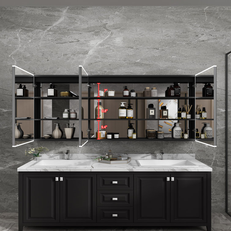 Orren Ellis Surface Mount Frameless 3 Doors Medicine Cabinet with LED  Lighting and Electrical Outlet | Wayfair | Handtuch-Sets