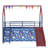 Jack Metal Junior House Twin Loft Bed With Slide And Curtain Set, Super Hero Color Navy Blue And Red-591791007