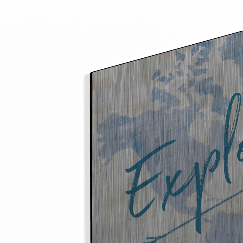 «World Map Collage Explore» par Sue Schlabach - peinture sans cadre, H 24 po x l 36 po x P 0,13 po