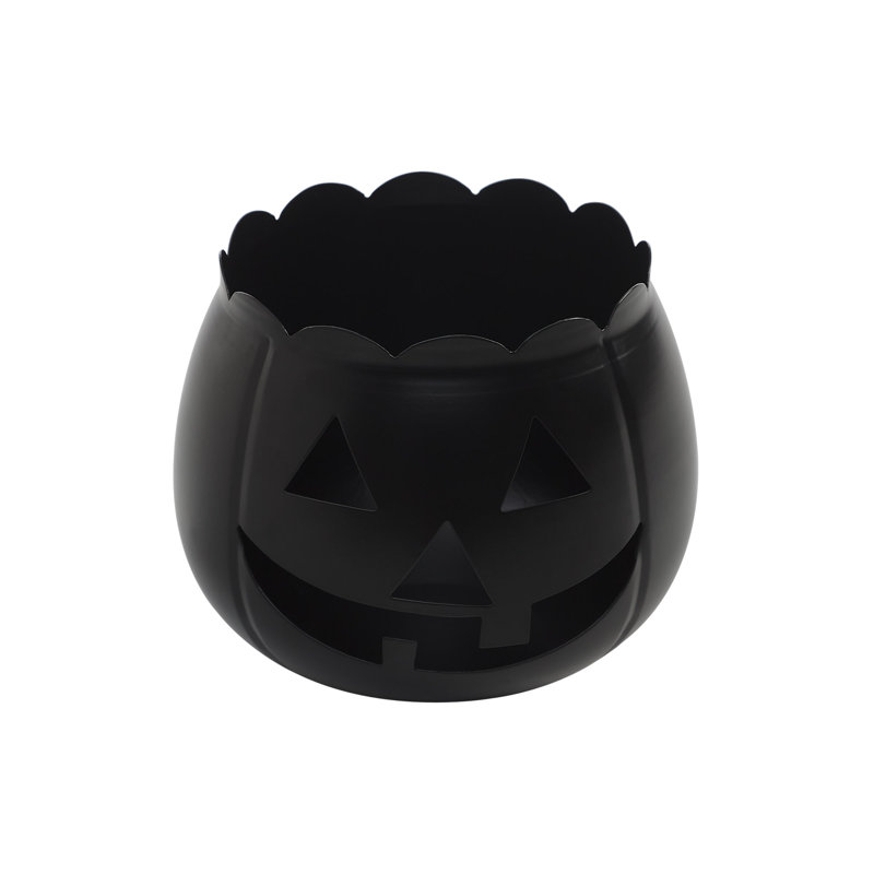 Jack-O-Lantern Candle Holder, Black, 6.25'' H X 7.5'' W X 7.5'' D
