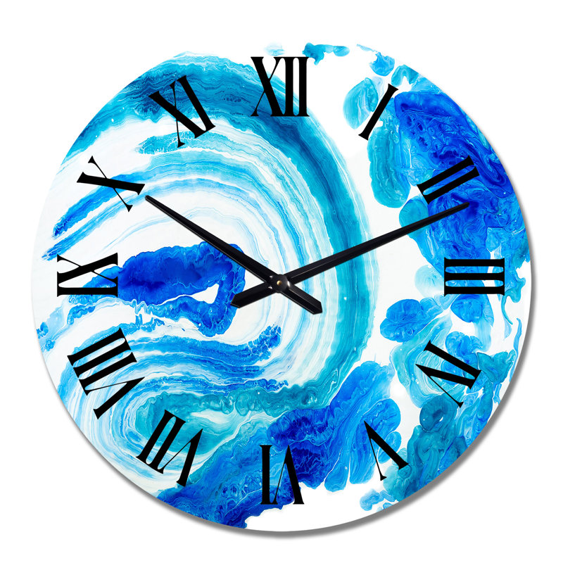 Bleu et blanc encre nuage explosion - horloge murale moderne, Moyen