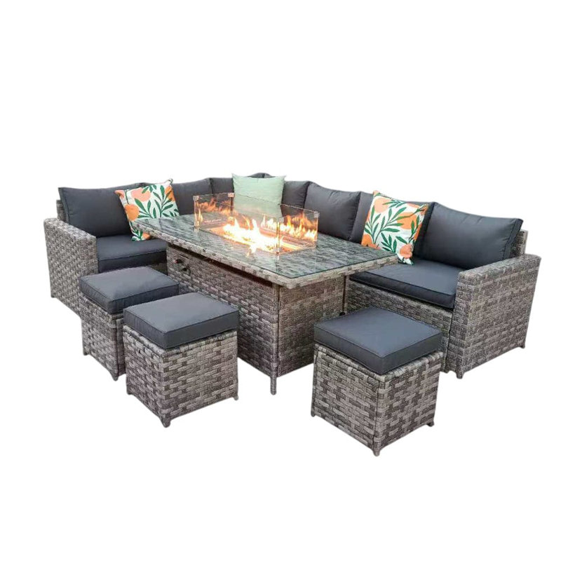 Barcelona Wicker 9 - Person Garden Lounge Set, Grey