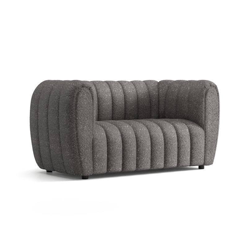 Celal Upholstered 63'' Loveseat, Charcoal Gray 100% Polyester, 31.5” H x 63” L x 34.5” W