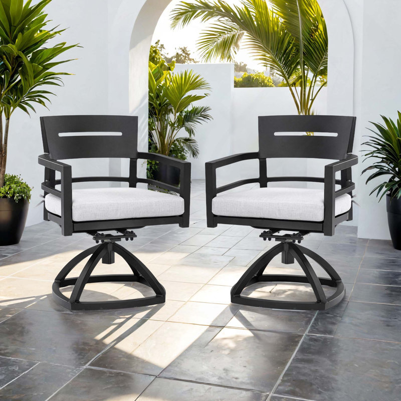 Chaise berçante pivotante en aluminium pour terrasse 2 pièces avec coussins Sunbrella