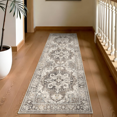 Tapis large pour couloir: Tapis rétro lavable doux pour la chambre à coucher avec envers antidérapant pour l'entrée dans la cuisine, salle à manger, tapis de salle de bain (brique)