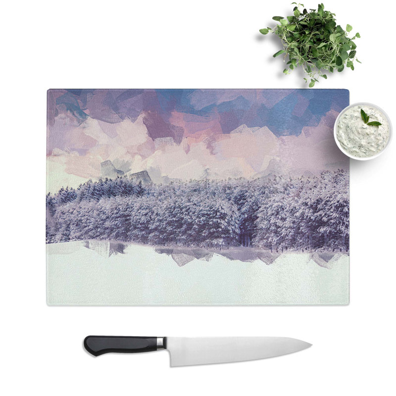 Tempered Glass Sky at Winter Chopping Board, 39 cm W x 28.5 cm L