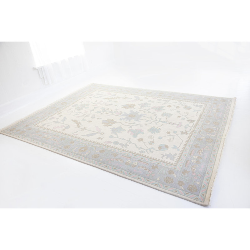 Ina Hand Knotted Wool Floral Area Rug, Runner 3' x 8'