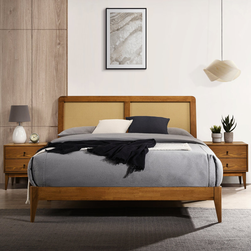 Lit plateforme en bois Oliver, Noyer