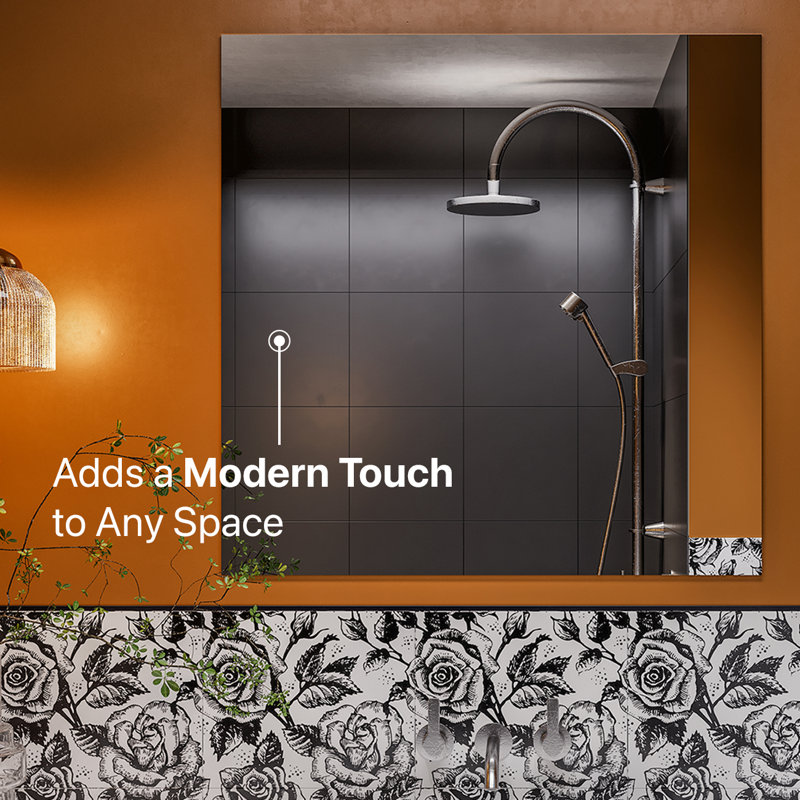 Azaniah Modern & Contemporary Frameless Bathroom Mirror, 30" x 30"