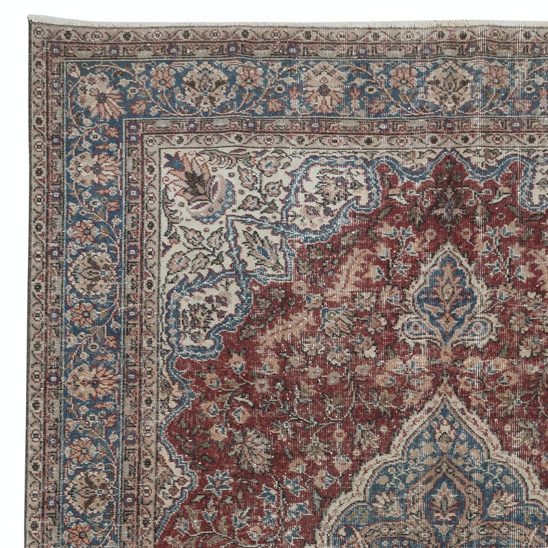 Tapis ottoman traditionnel à motif médaillon traditionnel, circa 1950, tapis turc fait à la main