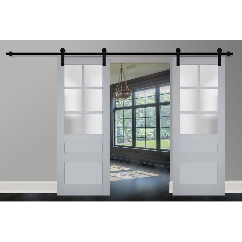 Portes de grange en bois givré Veregio, 72 po x 80 po, Gris