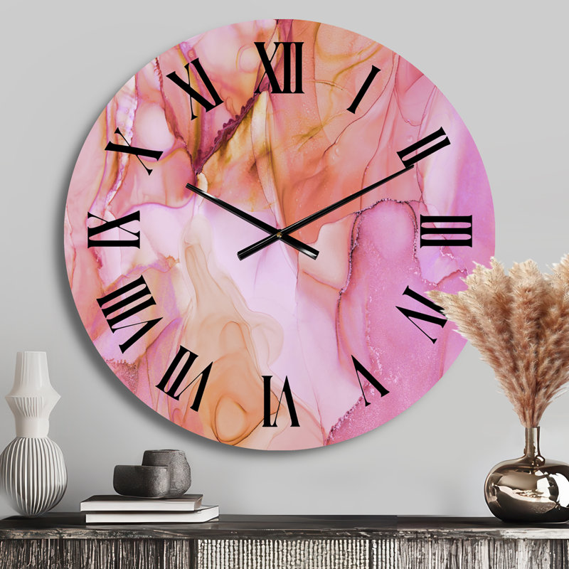 Horloge murale Tender, Petit, Rose/noir