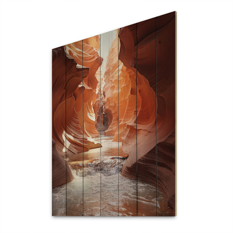 Mirage de canyon beige et orange sur bois, H 32 po x l 24 po x P 0,78 po