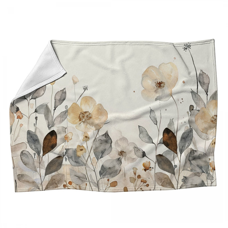 Floral Nature Machine Printed Throw Blanket, 50" W x 60" L