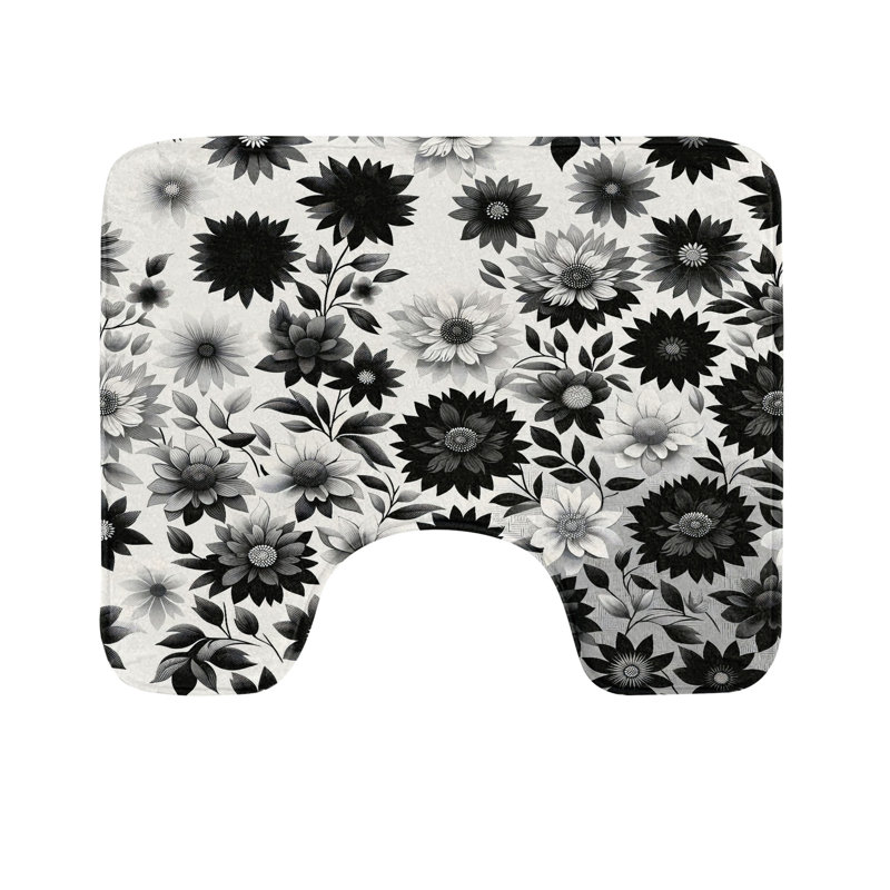  Tapis de salle de bain en U noir et blanc gris anthracite 20 po x 16 po