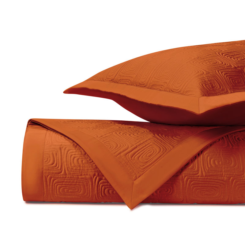 Maze Quilted Sateen Coverlet Set, King Coverlet + 2 King Shams, Clementine